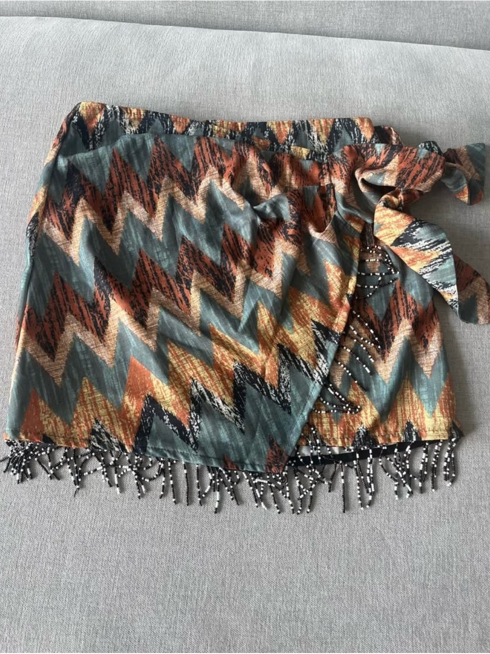 Beaded Fringe Wrap Skirt